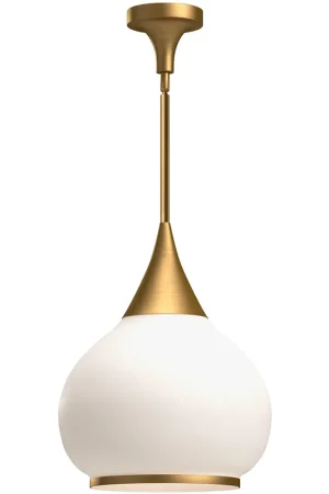 Best Choice Alora Mood Hazel Pendant Ceiling Light in Aged Gold, Matte Opal Glass