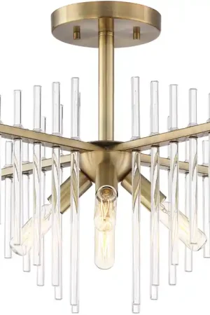 Buy Direct Reeve 4 Light 17 inch Burnished Antique Brass Semi-Flush Ceiling Light