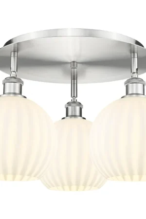 Ballston White Venetian 3 Light 19.75 inch Satin Nickel Flush Mount Ceiling Light Limited Time
