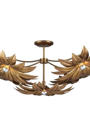 Clearance Alithea 5 Light 45.25 inch Antique Brass Semi-Flush Mount Ceiling Light