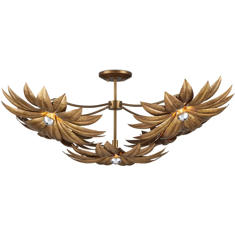 Clearance Alithea 5 Light 45.25 inch Antique Brass Semi-Flush Mount Ceiling Light