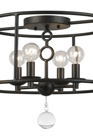 Cameron 4 Light 15 inch English Bronze Semi Flush Ceiling Light Free Delivery