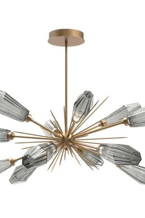 Aalto LED 53.3 inch Novel Brass Linear Pendant Ceiling Light in Optic Rib Smoke, 2700K LED, Oval Starburst Don’t Miss Out