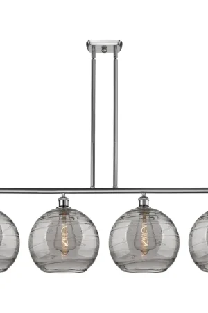 Ballston Athens Deco Swirl 4 Light 50.25 inch Brushed Satin Nickel Stem Hung Island Light Ceiling Light While Supplies Last