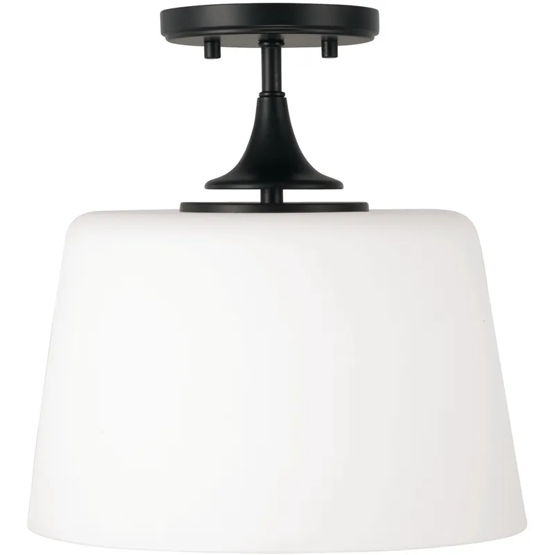 Holiday Sale Presley 1 Light 11.75 inch Matte Black Semi-Flush Mount Ceiling Light, Convertible Dual Mount