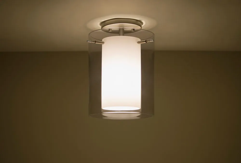 Pahu 1 Light 8 inch Satin Nickel Semi-Flush Mount Ceiling Light in Transparent Smoke/Opal Glass, Incandescent Premium