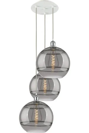 Ballston Rochester 3 Light 18.5 inch White Polished Chrome Cord Hung Multi Pendant Ceiling Light Brand New