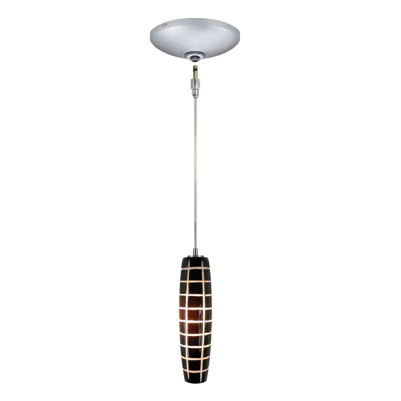 Envisage VI 1 Light 3 inch Satin Nickel Mini Pendant Ceiling Light in Black/White Grooves Fast Shipping