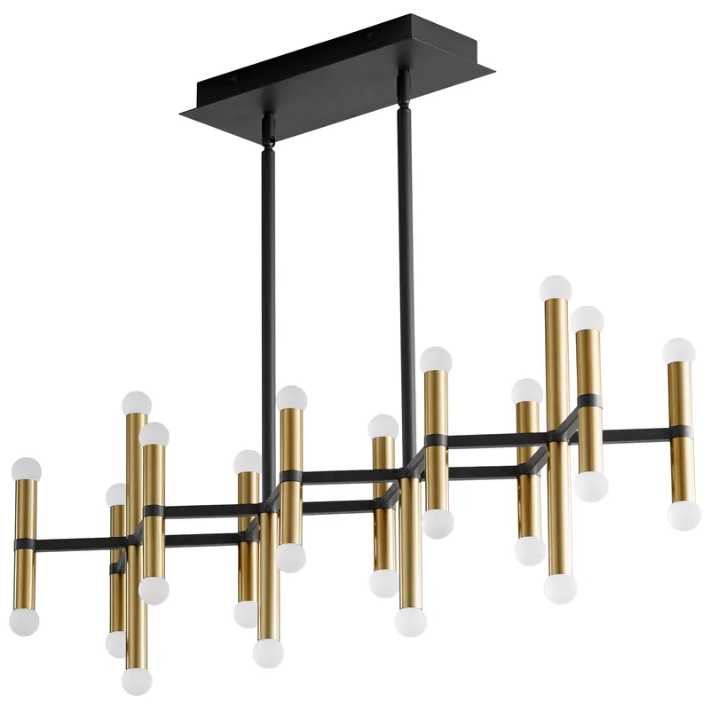 Nero 26 Light 34 inch Black with Aged Brass Linear Chandelier Ceiling Light Exclusive