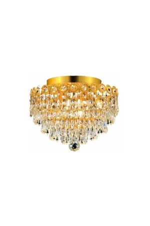 Century 4 Light 12 inch Gold Flush Mount Ceiling Light in Royal Cut Trusted Brand