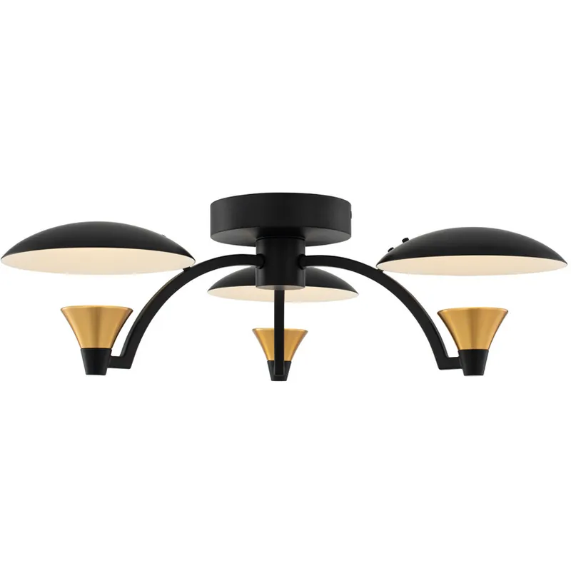 Premium Redding LED 19 inch Matte Black with White and Brass Accent Semi Flush Mount Ceiling Light