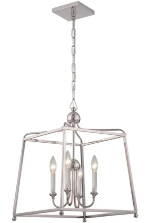 Authentic Sylvan 4 Light 16 inch Polished Nickel Mini Chandelier Ceiling Light