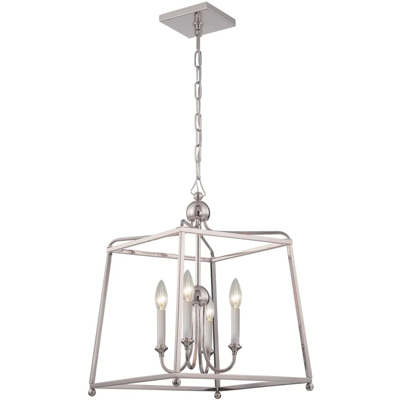 Authentic Sylvan 4 Light 16 inch Polished Nickel Mini Chandelier Ceiling Light