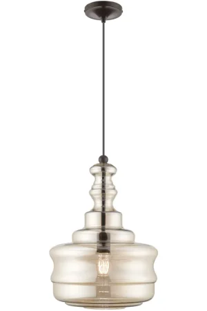 Best Price Art Glass 1 Light 13 inch English Bronze Mini Pendant Ceiling Light
