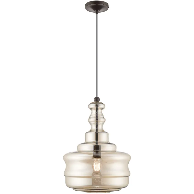 Best Price Art Glass 1 Light 13 inch English Bronze Mini Pendant Ceiling Light
