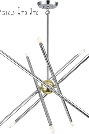 Buy Online Soho 10 Light 28 inch Polished Chrome with Polished Brass Accents Chandelier Ceiling Light
