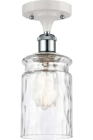 Ballston Candor 1 Light 5 inch White and Polished Chrome Semi-Flush Mount Ceiling Light in Clear Waterglass, Ballston Shop Now