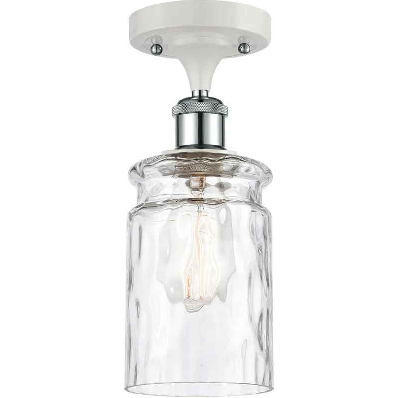 Ballston Candor 1 Light 5 inch White and Polished Chrome Semi-Flush Mount Ceiling Light in Clear Waterglass, Ballston Shop Now