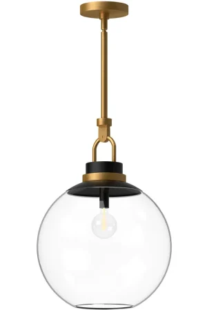 Alora Mood Copperfield Pendant Ceiling Light in Aged Gold, Clear Glass In Demand