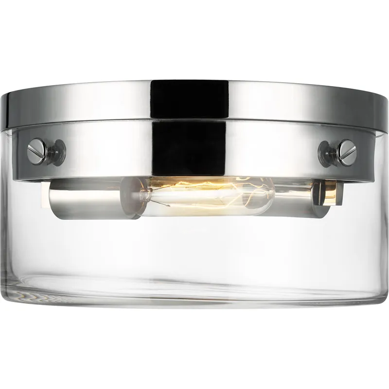 Luxury C&M by Chapman & Myers Garrett 2 Light 11.38 inch Polished Nickel Flush Mount Ceiling Light