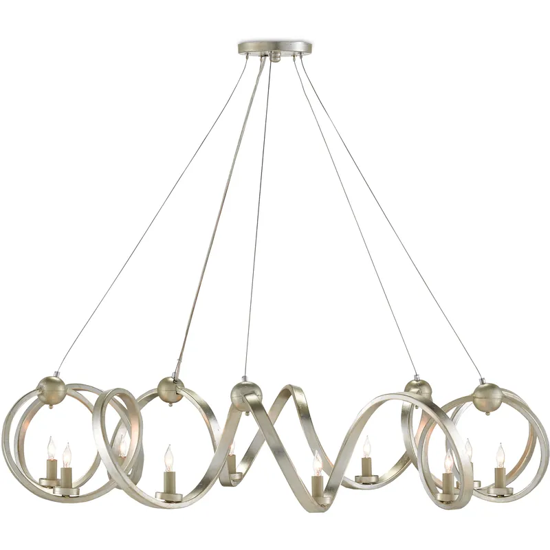 Ringmaster 10 Light 46 inch Contemporary Silver Leaf Chandelier Ceiling Light Money Back Guarantee