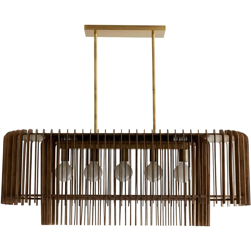 Bulk Order Valencia 5 Light 49 inch Dark Walnut Linear Chandelier Ceiling Light