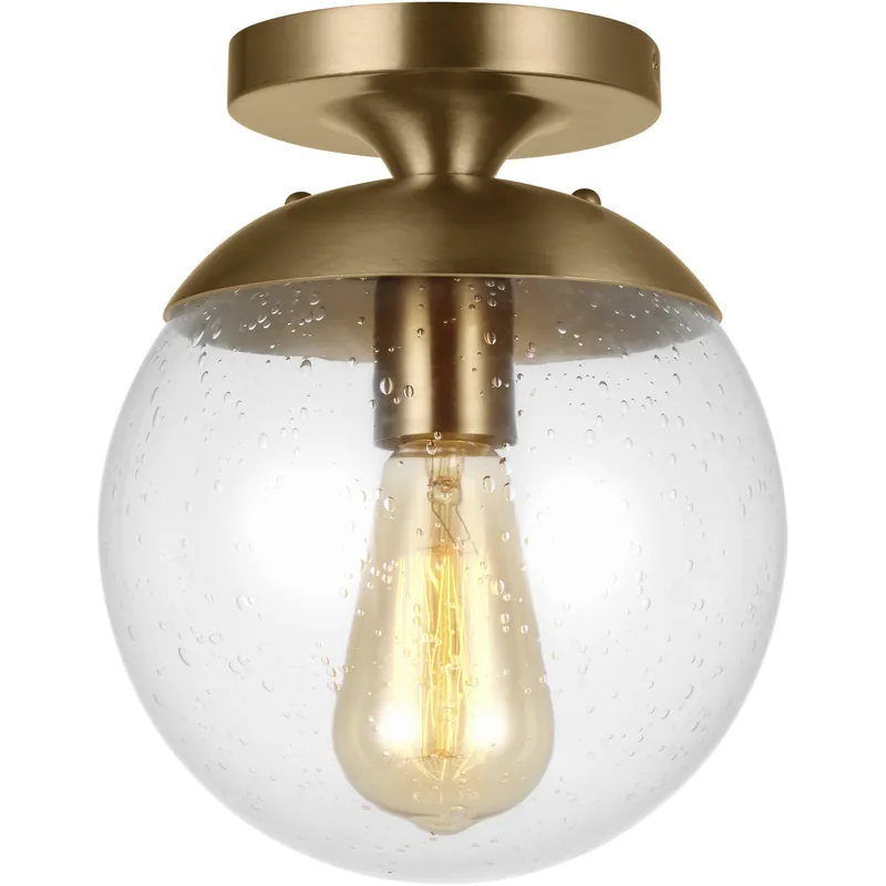 Leo - Hanging Globe 1 Light 8 inch Satin Brass Semi-Flush Mount Ceiling Light Don’t Miss Out