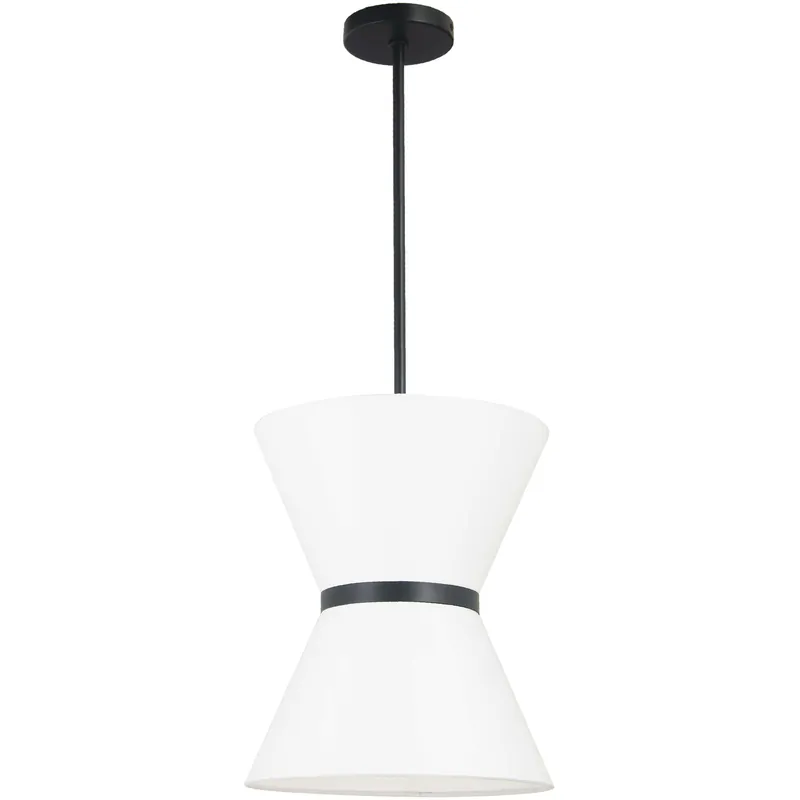 Caterine 1 Light 12 inch Matte Black Pendant Ceiling Light in White Buy Today