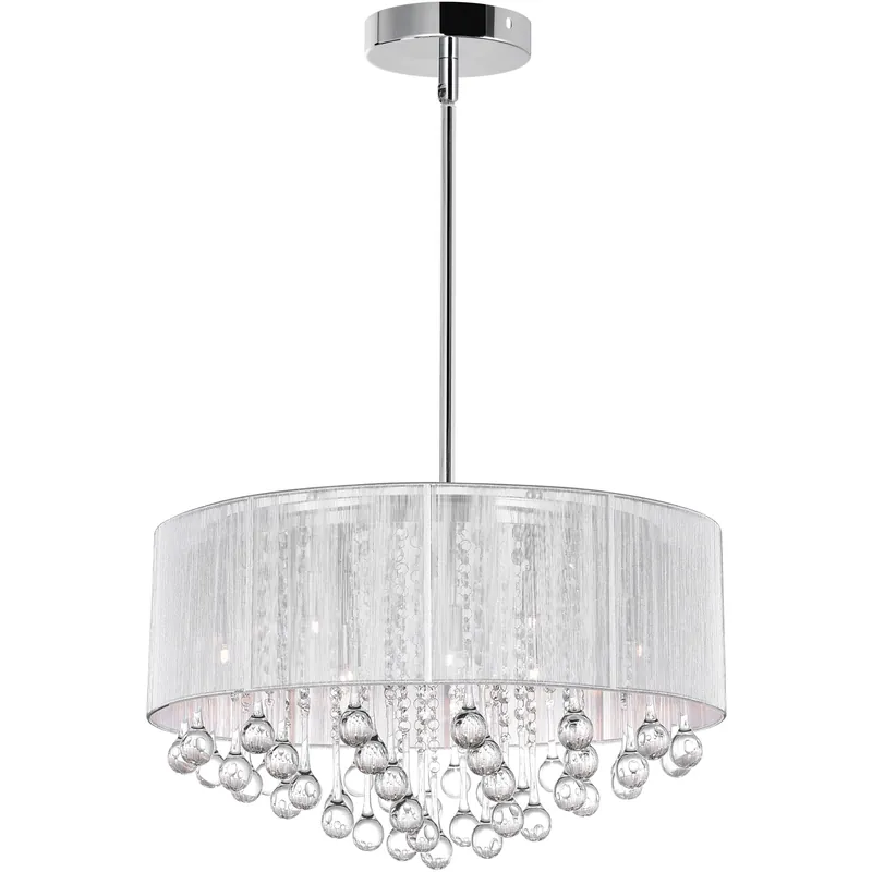 Water Drop 9 Light 22 inch Chrome Drum Shade Chandelier Ceiling Light Luxury