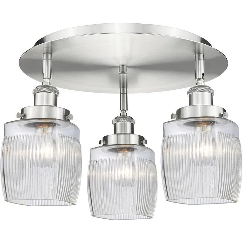 New Release Colton 3 Light 17.25 inch Satin Nickel Flush Mount Ceiling Light
