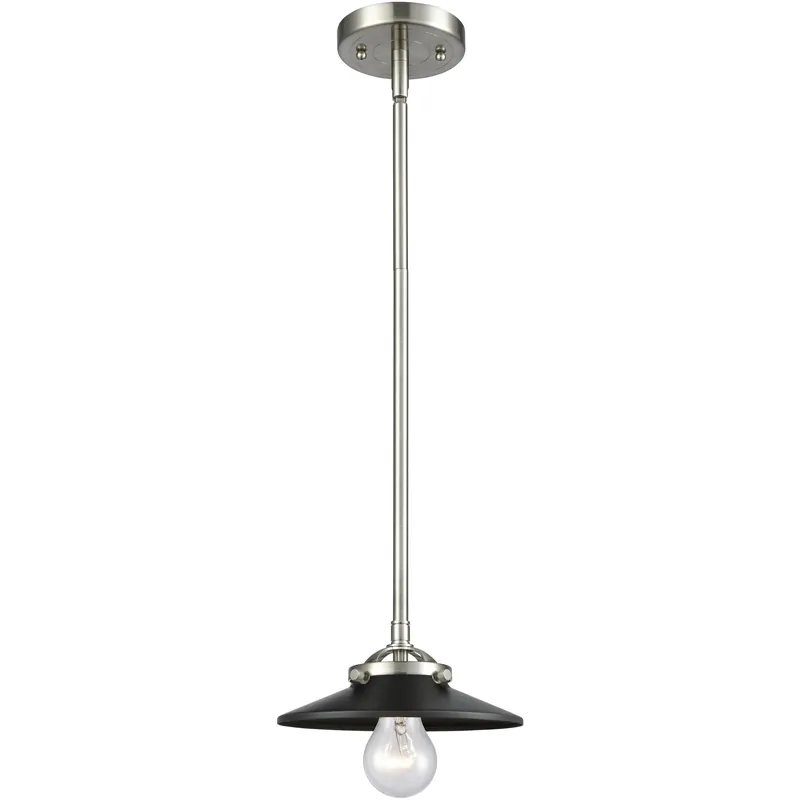 Nouveau Railroad 1 Light 8 inch Brushed Satin Nickel Mini Pendant Ceiling Light in Incandescent, Matte Black, Nouveau Latest