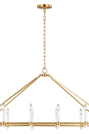 C&M by Chapman & Myers Marston 12 Light 48.75 inch Burnished Brass Linear Chandelier Ceiling Light Exclusive Offer