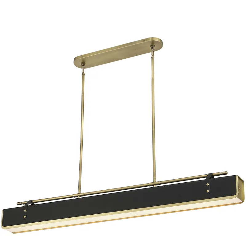 Valise Pendant Ceiling Light in Vintage Brass and Tuxedo Leather Bargain