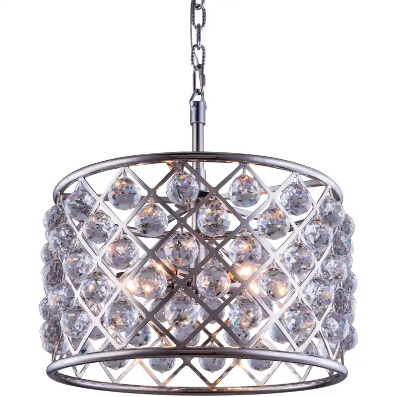 Madison 6 Light 20 inch Polished Nickel Pendant Ceiling Light in Clear, Faceted Royal Cut, Urban Classic Buy Online