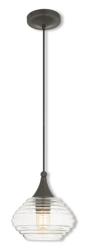 Art Glass 1 Light 8 inch English Bronze Mini Pendant Ceiling Light in Shiny Dark Gray Money Back Guarantee