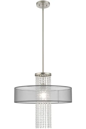 Bella Vista 1 Light 20 inch Brushed Nickel Pendant Chandelier Ceiling Light Trusted Brand