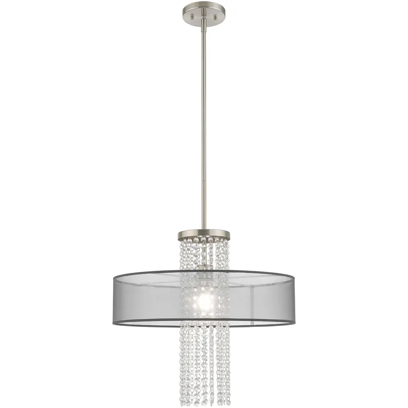 Bella Vista 1 Light 20 inch Brushed Nickel Pendant Chandelier Ceiling Light Trusted Brand
