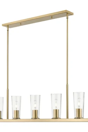Cheap Titus 7 Light 63.5 inch Modern Gold Linear Chandelier Ceiling Light