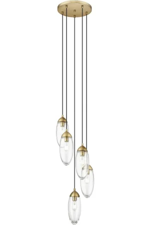 Arden 5 Light 12 inch Rubbed Brass Chandelier Ceiling Light Factory Price
