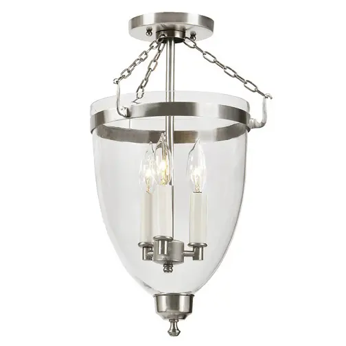 Danbury 3 Light 11 inch Pewter Semi-Flush Mount Ceiling Light Instant Buy