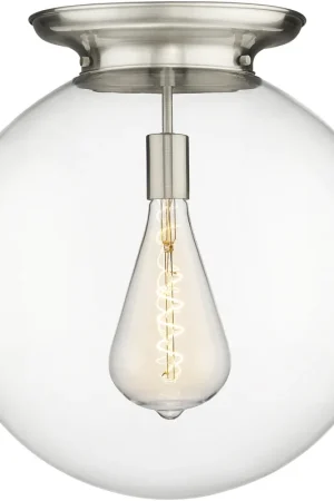 Beacon 1 Light 17.75 inch Satin Nickel Flush Mount Ceiling Light Wholesale