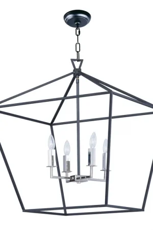 Abode 4 Light 24.5 inch Textured Black/Polished Nickel Single-Tier Chandelier Ceiling Light Money Back Guarantee