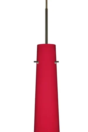 Camino 1 Light Bronze Pendant Ceiling Light in Ruby Matte Glass Hassle-Free Returns