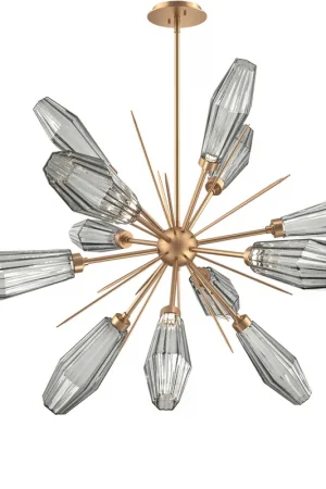 Aalto LED 37.7 inch Novel Brass Chandelier Ceiling Light in Optic Rib Smoke, 2700K LED, Starburst Special Discount
