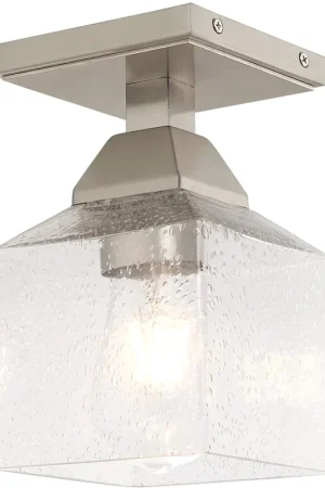 Buy Online Aragon 1 Light 5 inch Brushed Nickel Semi-Flush Mount Ceiling Light
