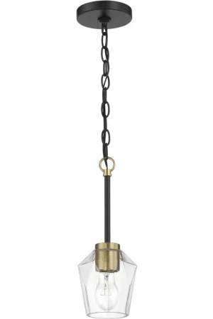 Avante Grand 1 Light 5 inch Flat Black and Satin Brass Mini Pendant Ceiling Light Editor’s Pick