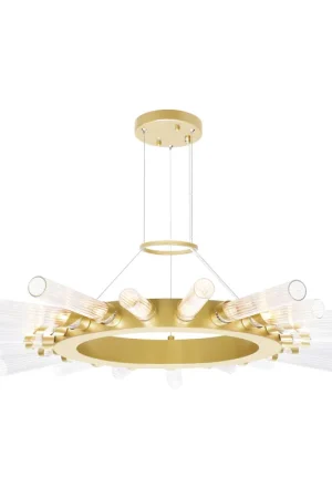 Collar LED 38 inch Satin Gold Chandelier Ceiling Light Luxury