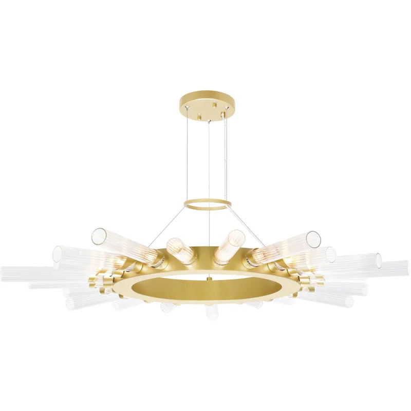 Collar LED 38 inch Satin Gold Chandelier Ceiling Light Luxury