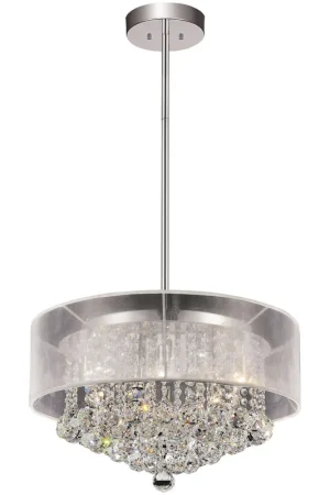Clearance Radiant 9 Light 20 inch Chrome Drum Shade Chandelier Ceiling Light in White
