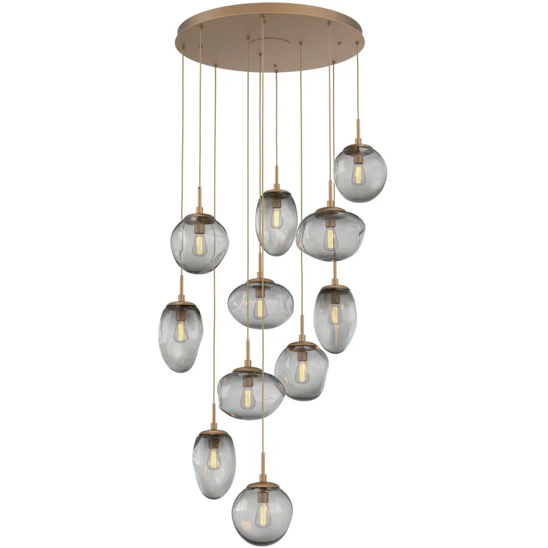 Viral Cosmos Incandescent 11 Light 37.8 inch Novel Brass Chandelier Ceiling Light, Round Multi-Port